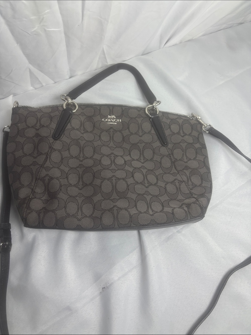 Coach Brown Signature Jacquard Shoulder Tote